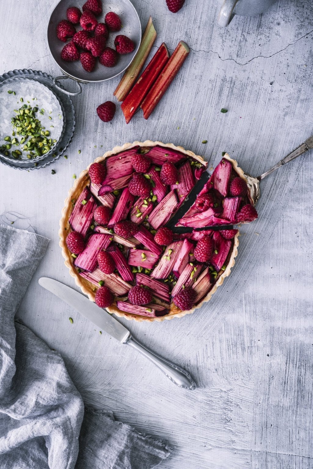 Hurra Frühling - Rhabarber Himbeer Tarte - Tinastausendschön