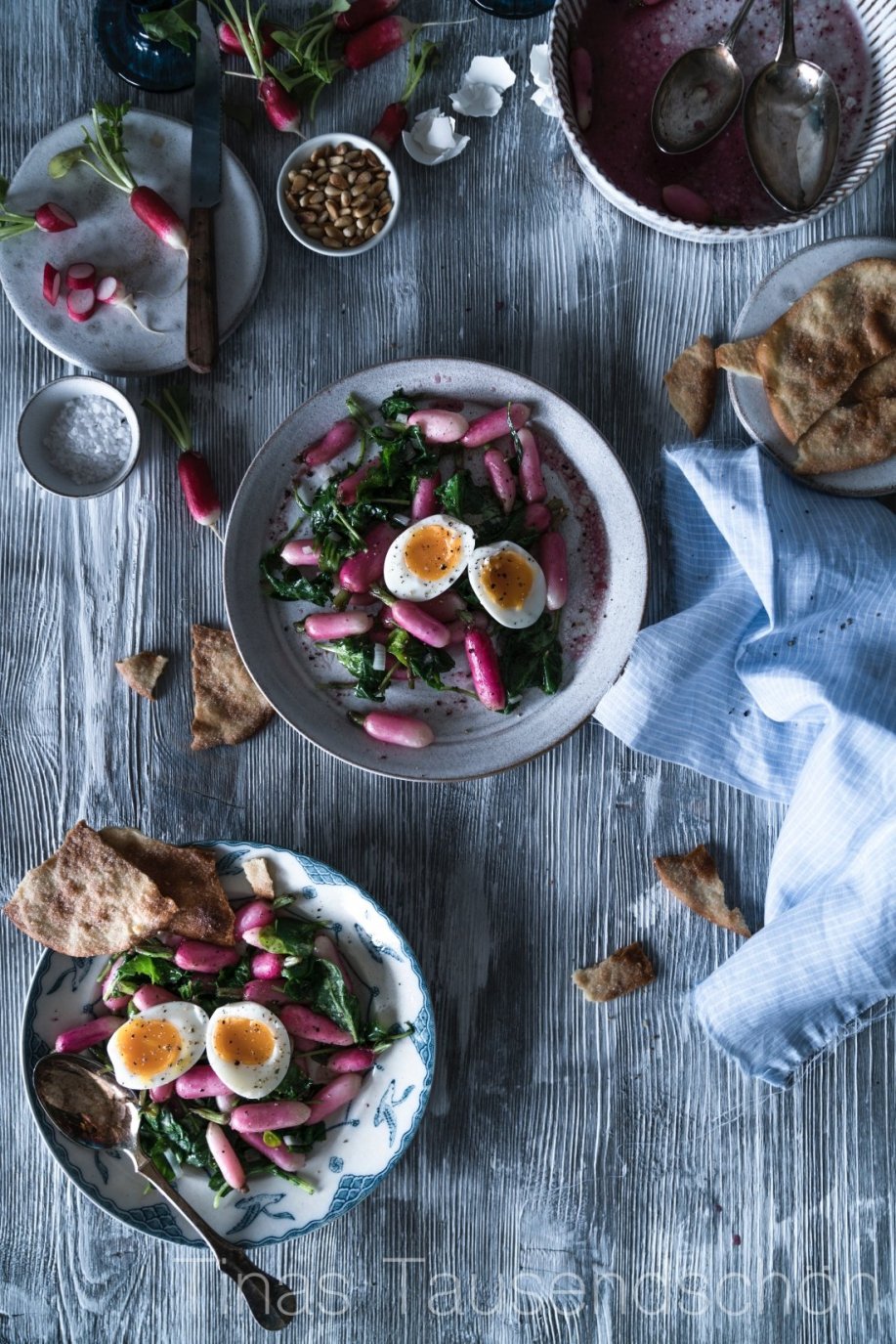 Lauwarmer Radieschen Salat mit wachsweichem Ei - Tinastausendschön
