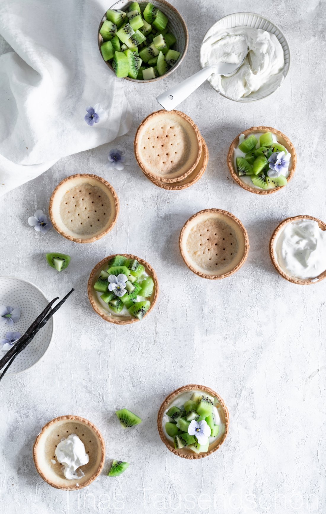 Kiwi Tartelettes mit Kokos Zitronen Creme