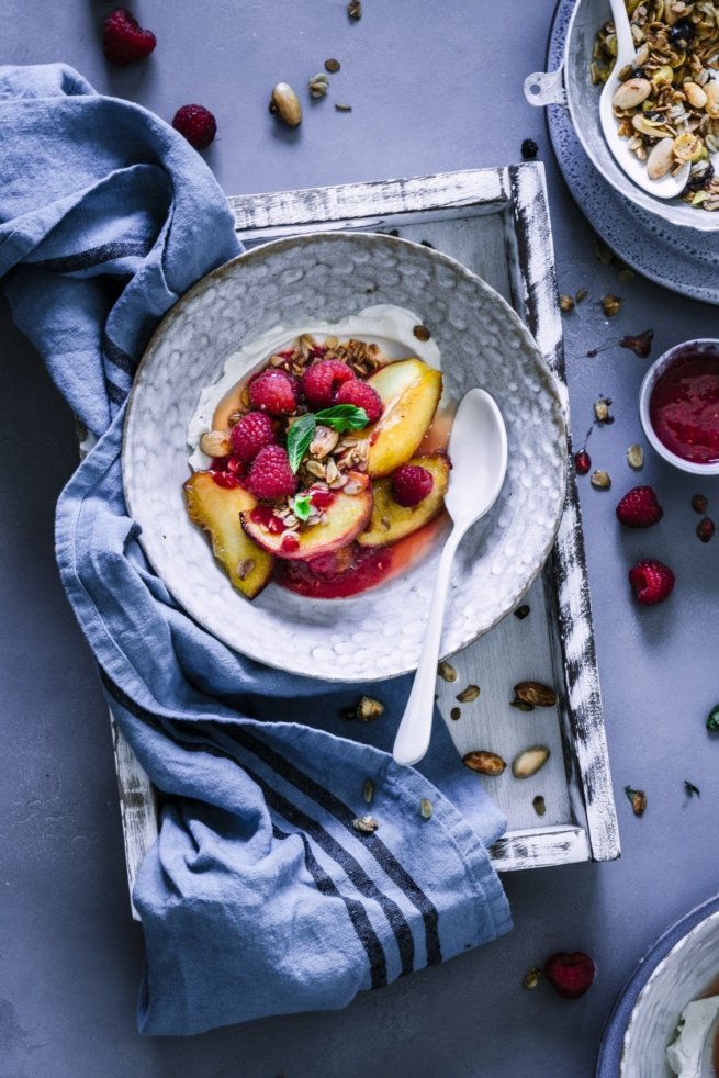 Peach Melba Breakfast Bowl