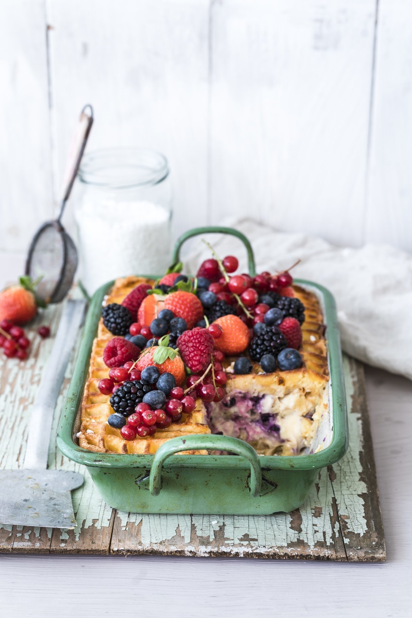 Ricotta Waffelauflauf mit Beeren