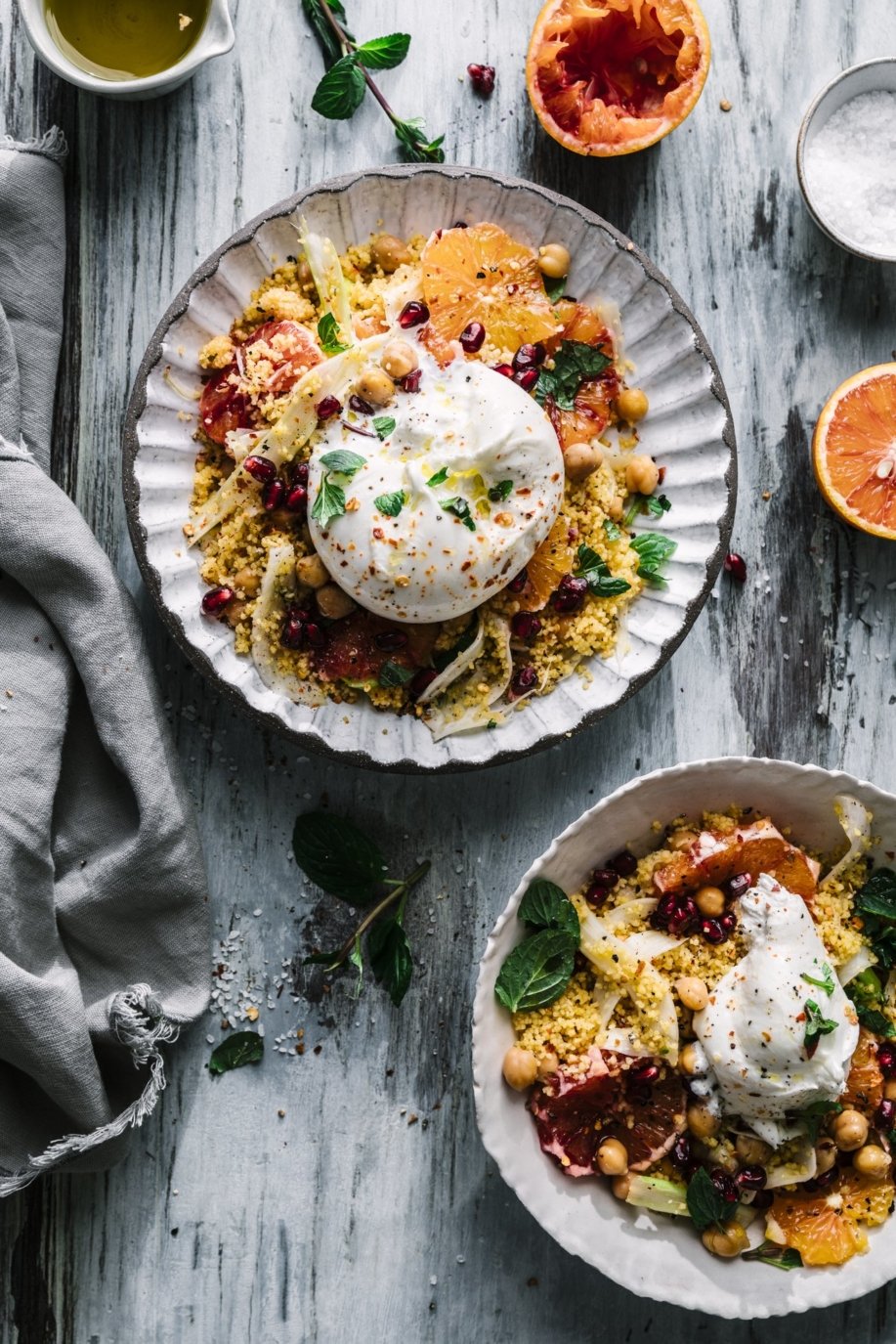 Winterbunt! Blutorangen Couscous mit Fenchel und Burrata ...