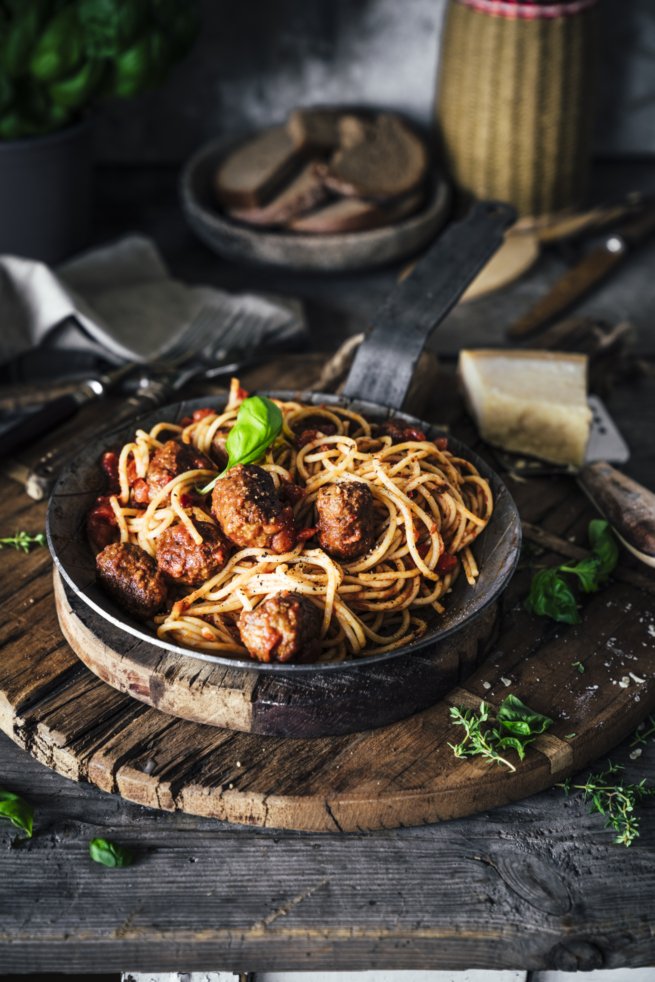 Spaghetti mit Fleischbällchen