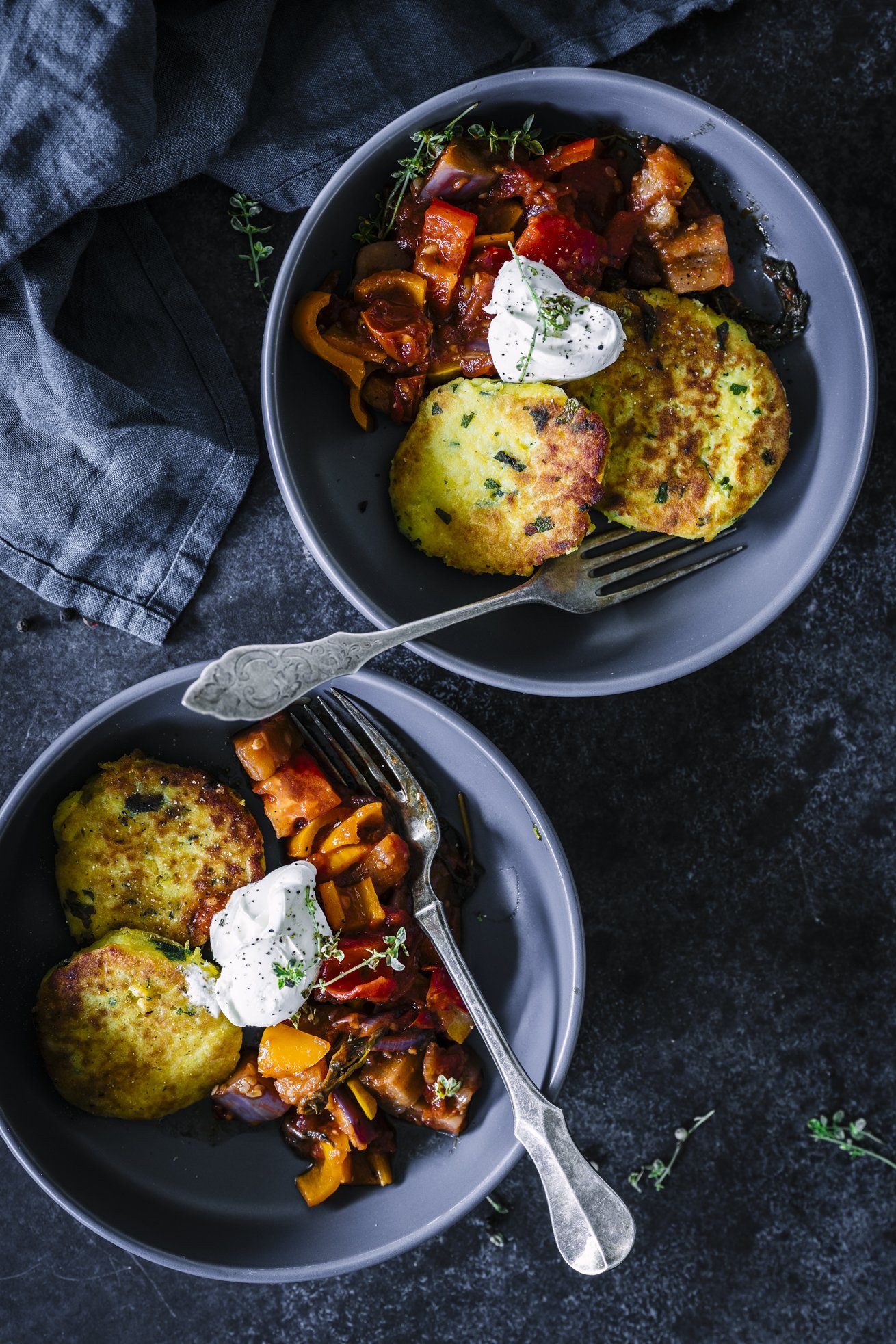 Mediterranes Ratatouille mit Kartoffelküchlein