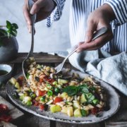 Pasta Orzo Salat mit Melone