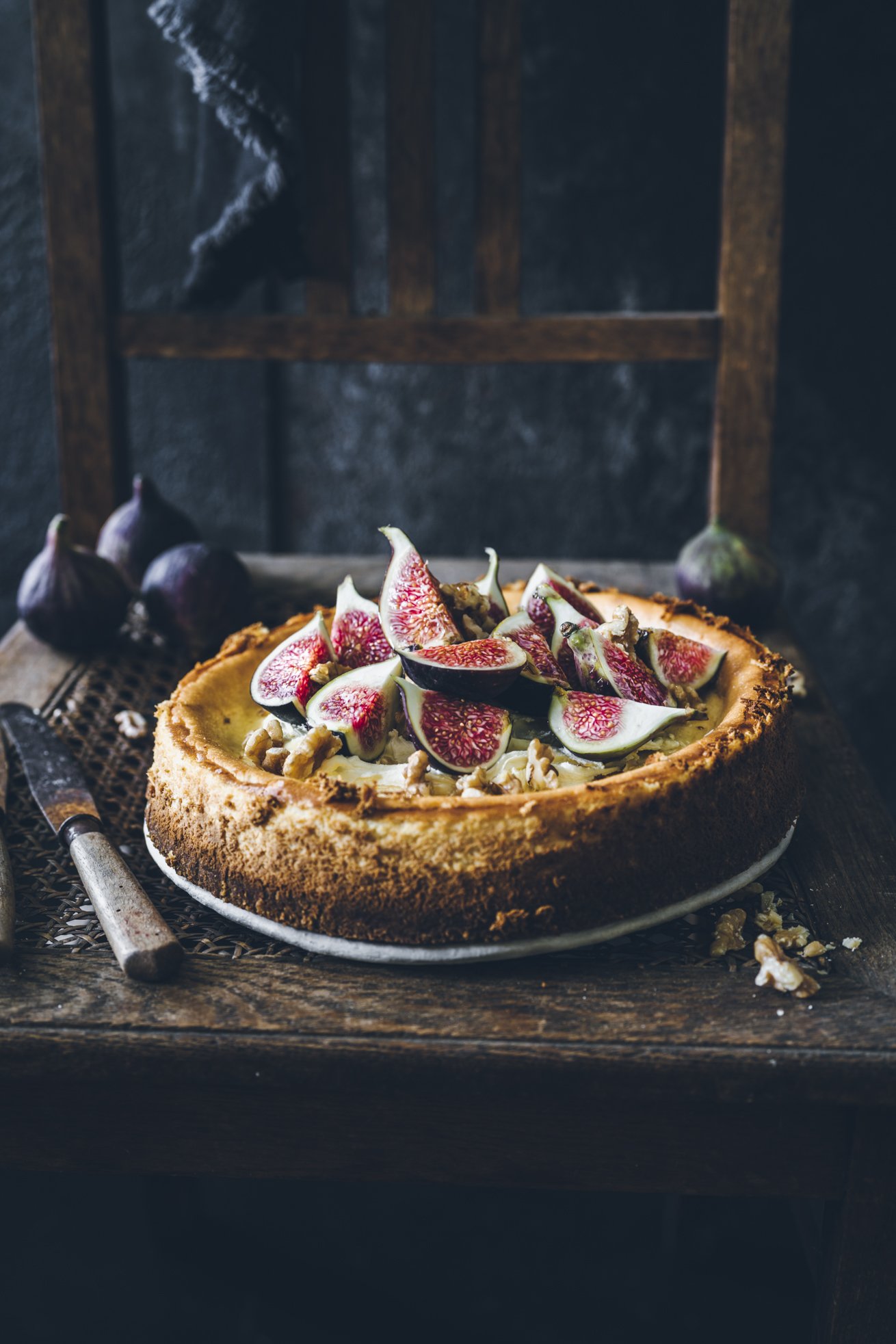 Super cremiger Käsekuchen griechischer Art mit Feigen und Honig