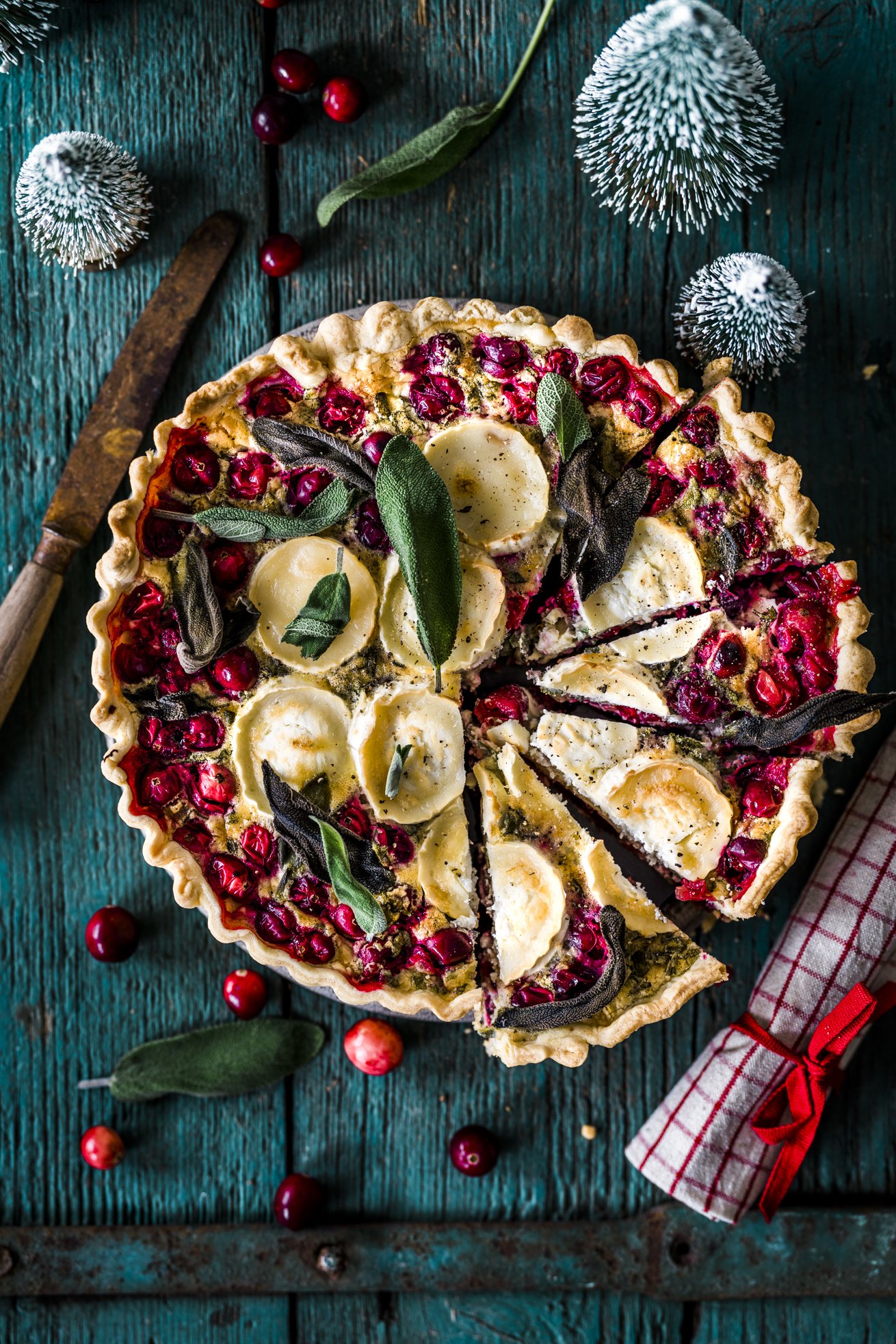 Herzhafte Tarte mit Cranberries und Ziegenkäse