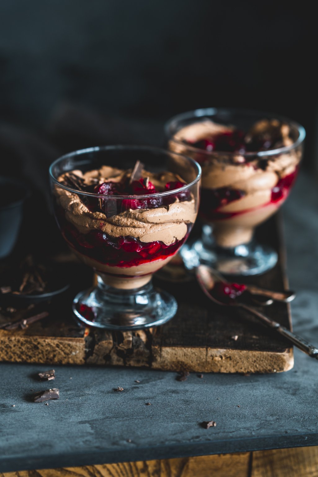 Rezept für leichte Mousse au Chocolat mit Cranberries