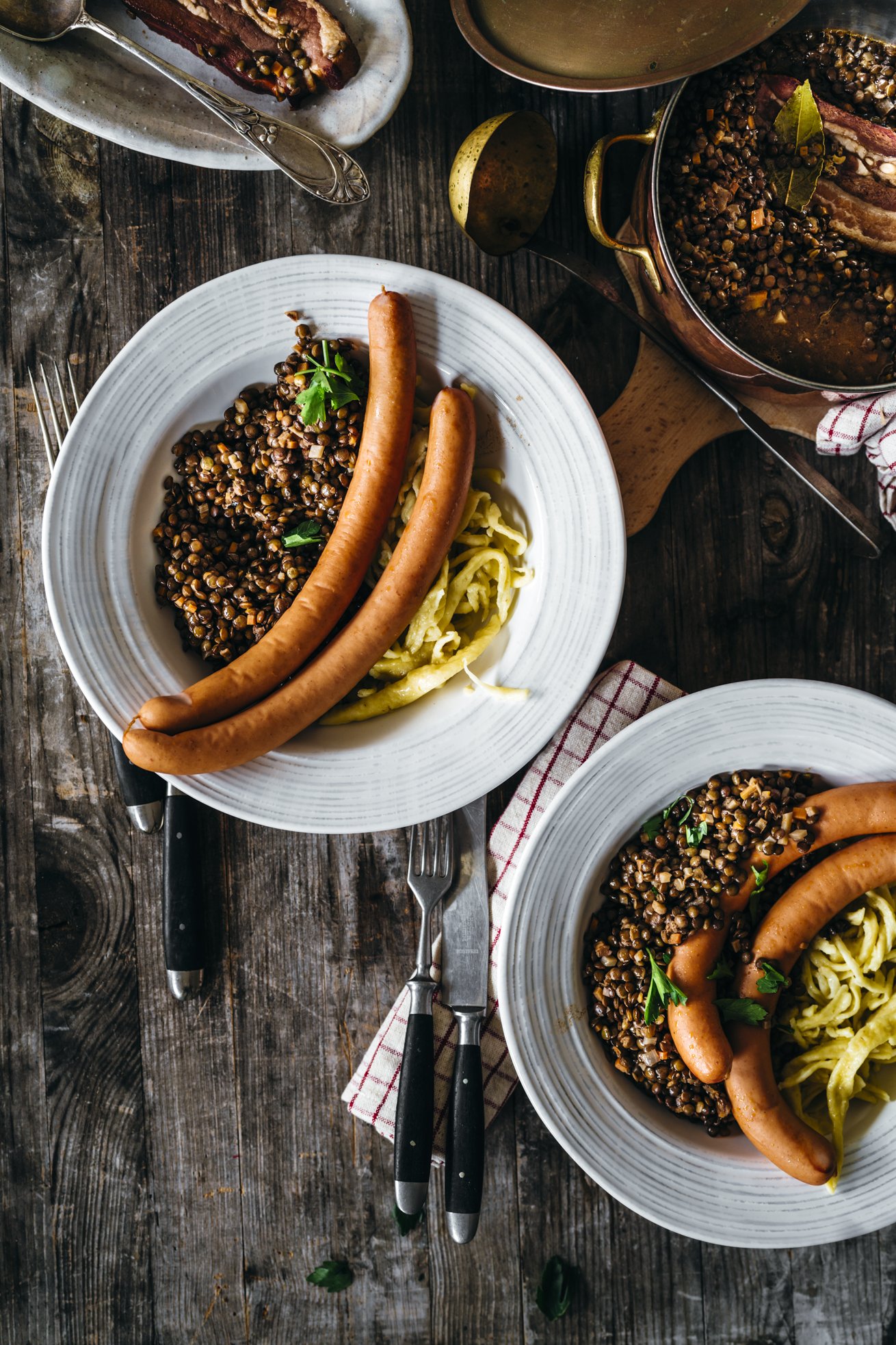 Das beste Linsen mit Spätzle Rezept mit Saitenwürschtle