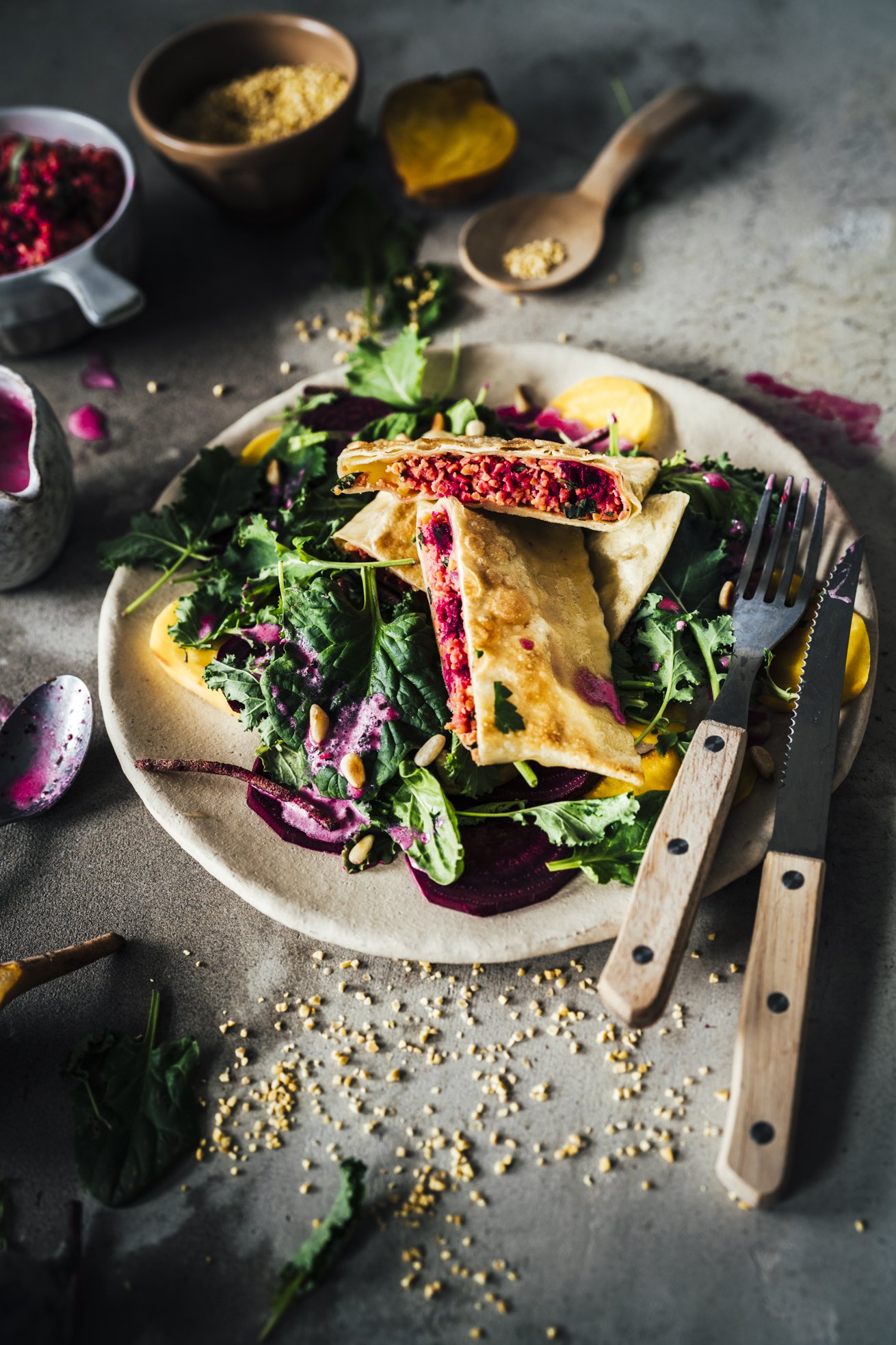 Vegetarische Maultaschen mit Roter Bete Füllung