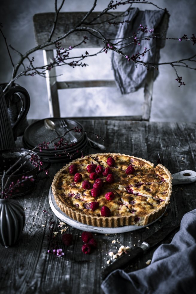 Milchreis Tarte mit Himbeeren