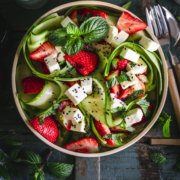 Frischer Gurken Salat mit Erdbeeren