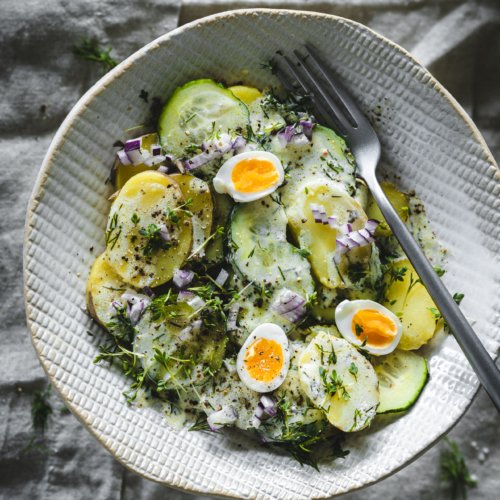 Leichtes Kartoffelsalat Rezept - Nordischer Kartoffelsalat mit Crème ...