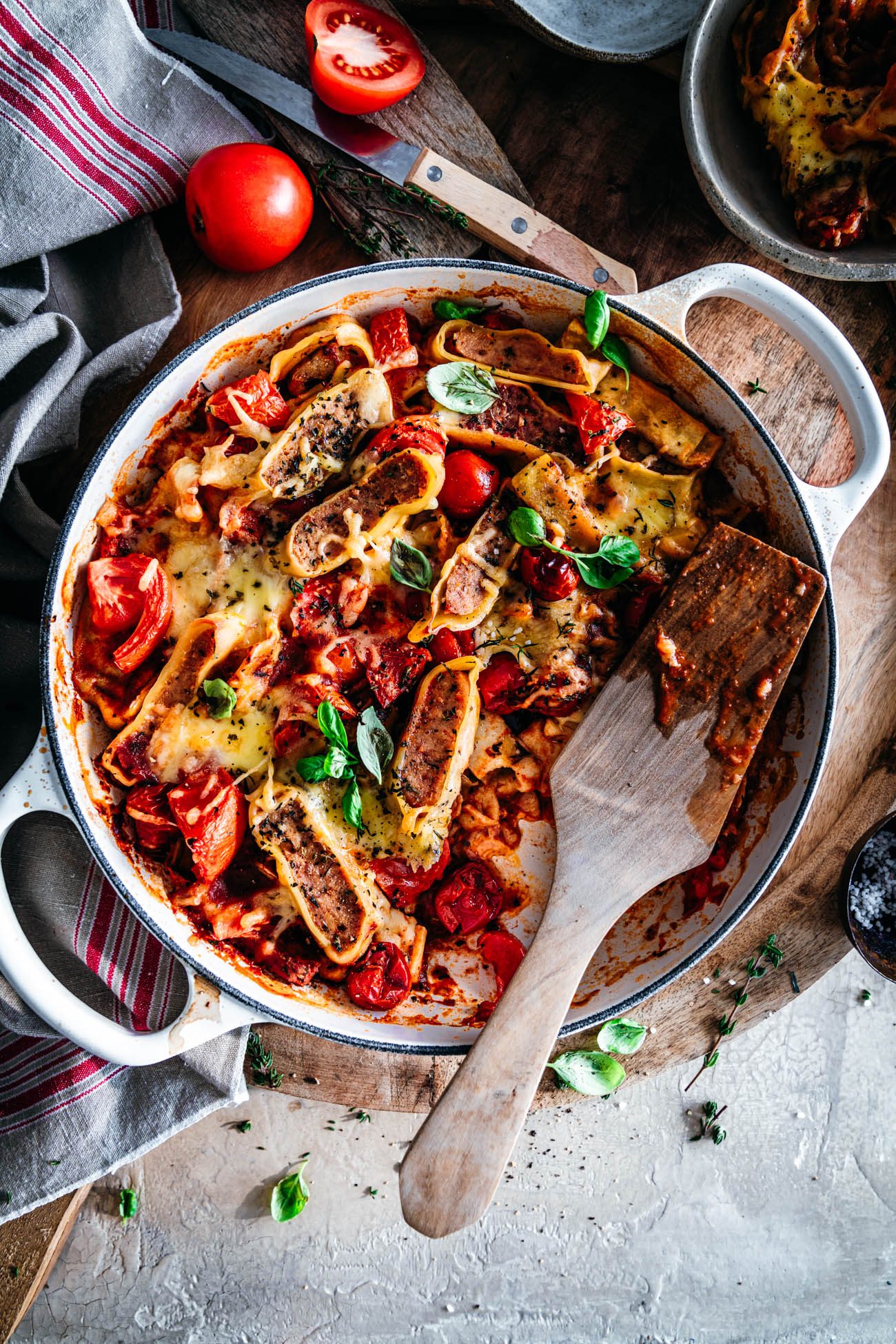 Maultaschen Auflauf mit Tomaten