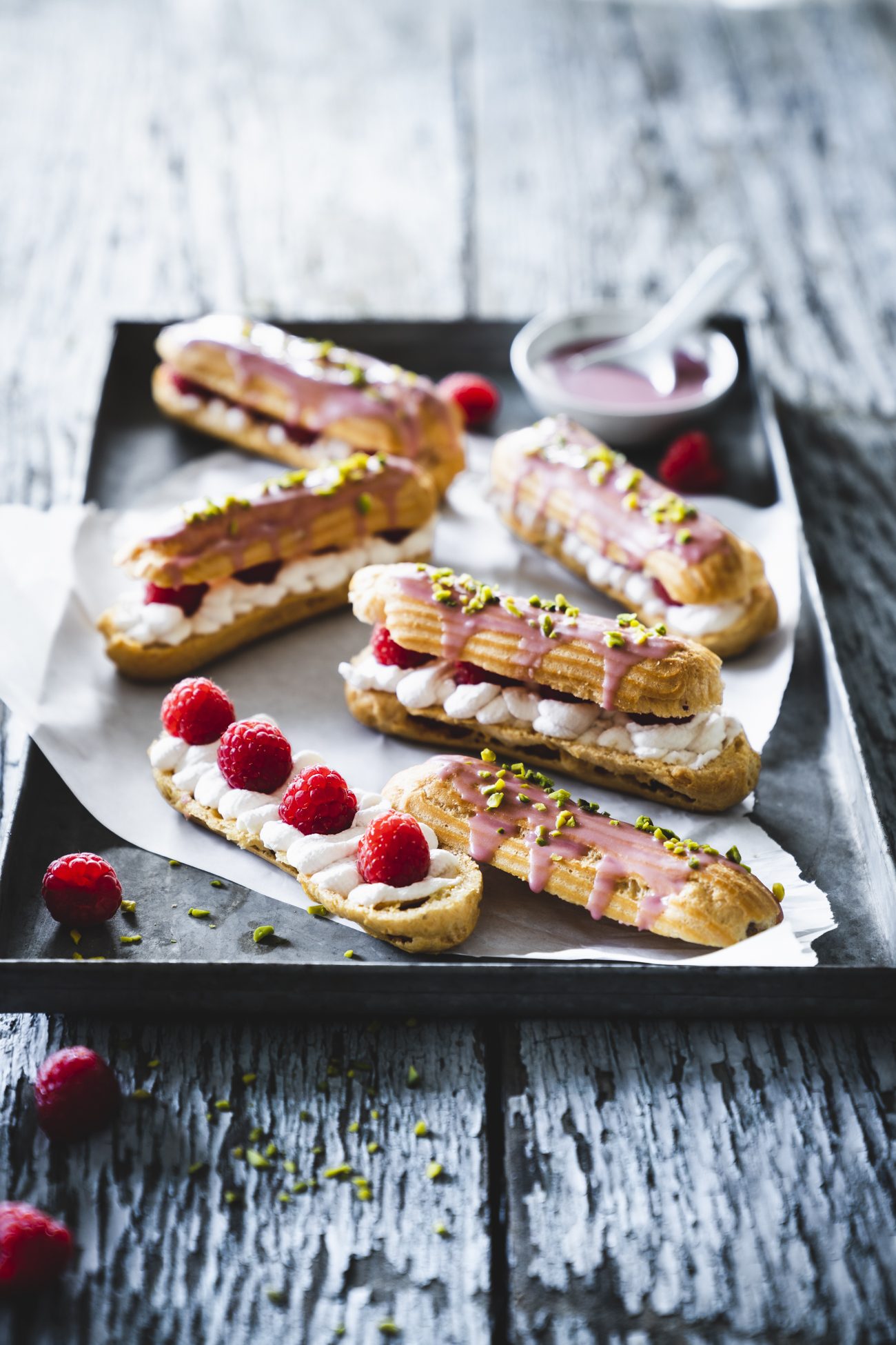 Himbeer Eclairs mit Sahne