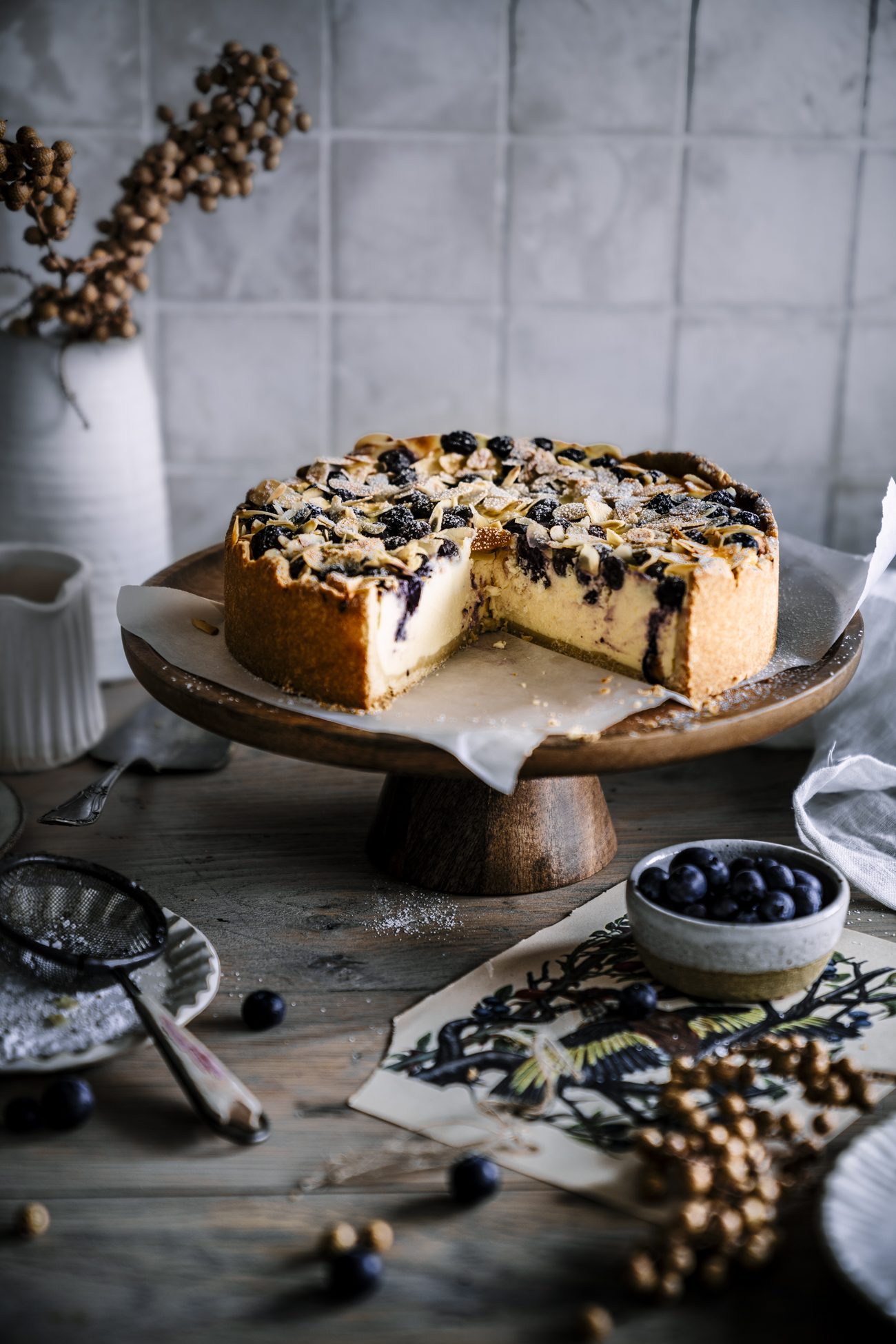 Käsekuchen mit Heidelbeeren