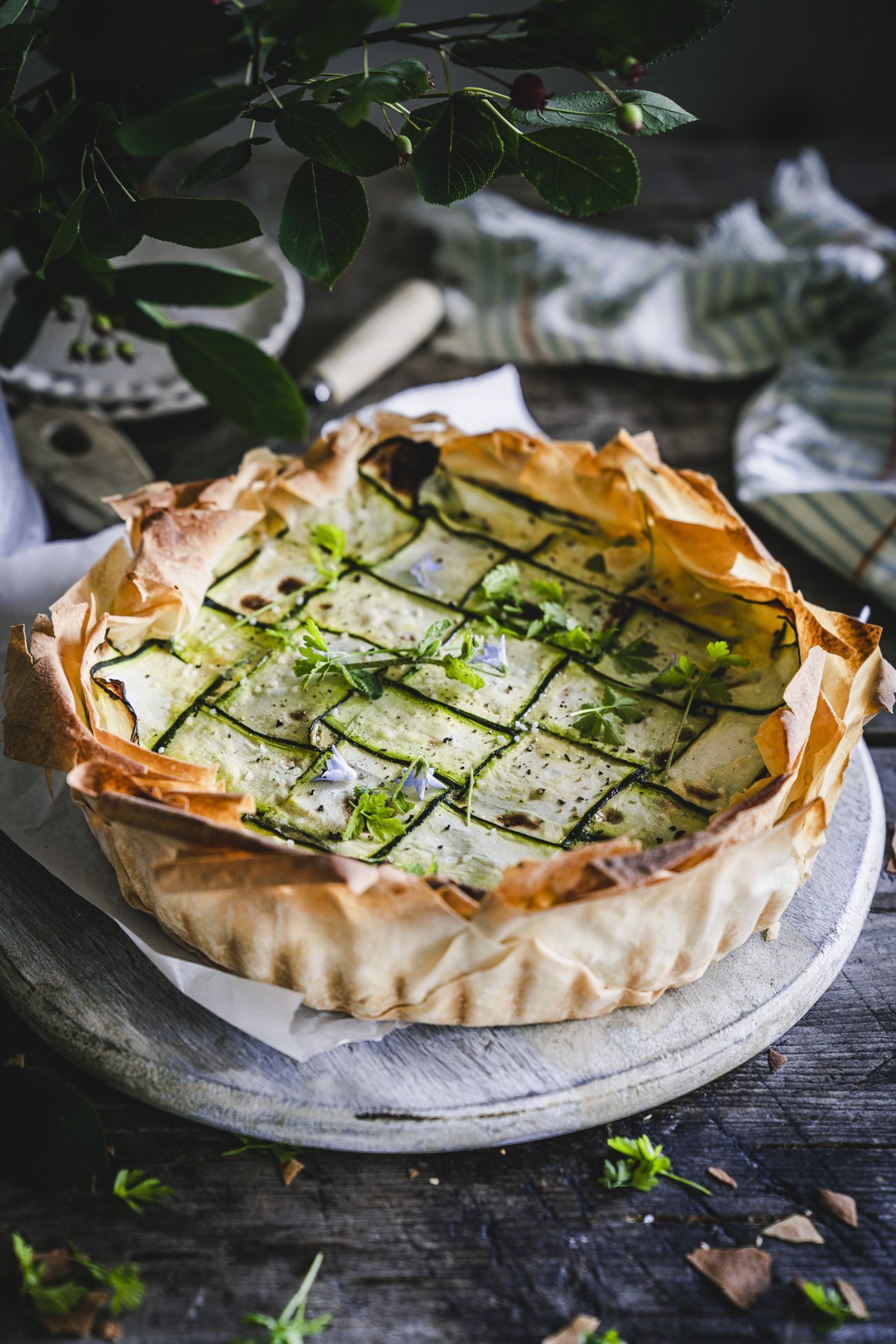 Vegetarische Zucchini Quiche mit Feta