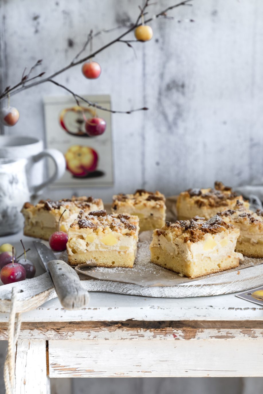 Unser bester Winter Apfel Käsekuchen mit Spekulatius Streusel vom Blech