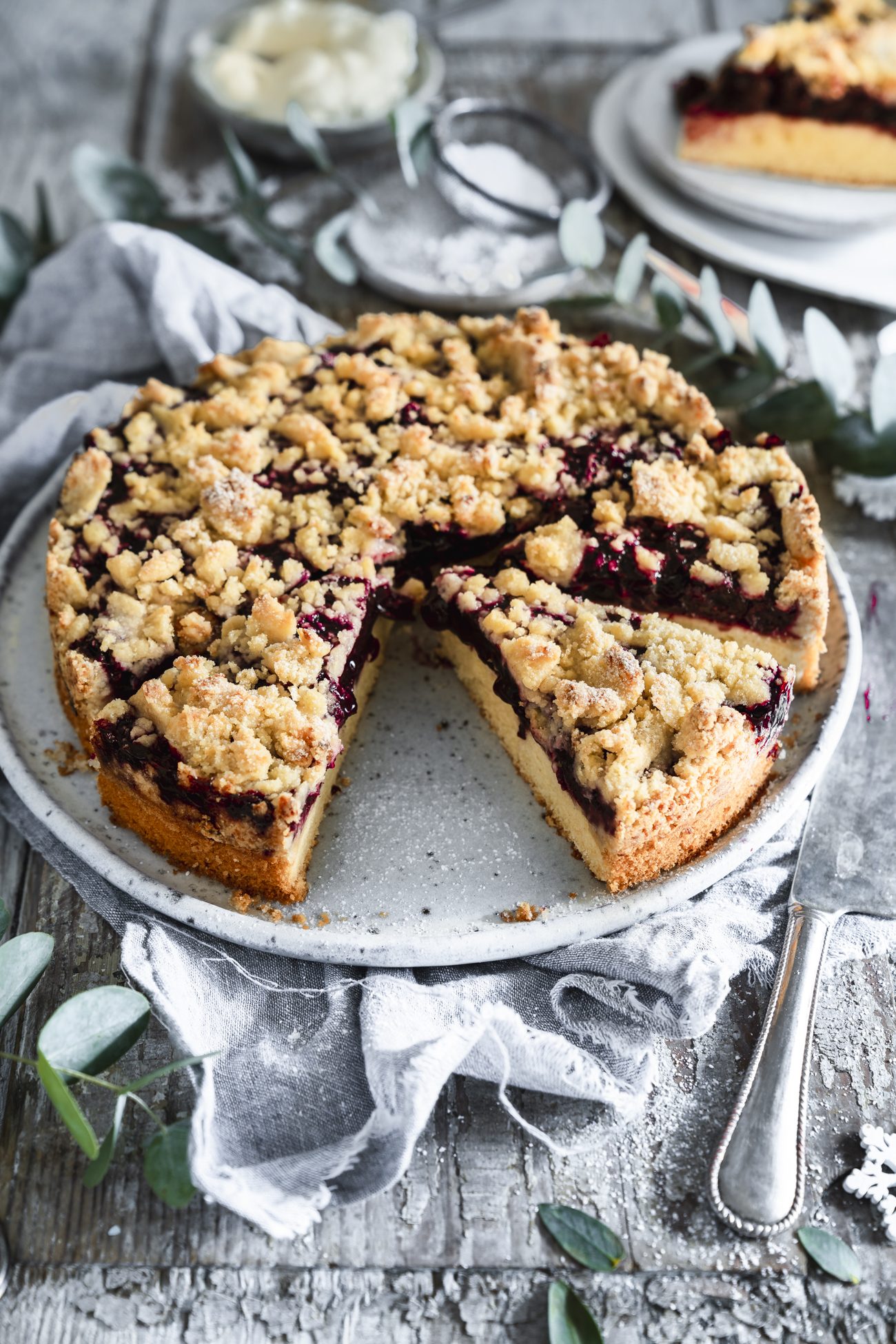 Streuselkuchen mit Glühwein Kirschen Rezept