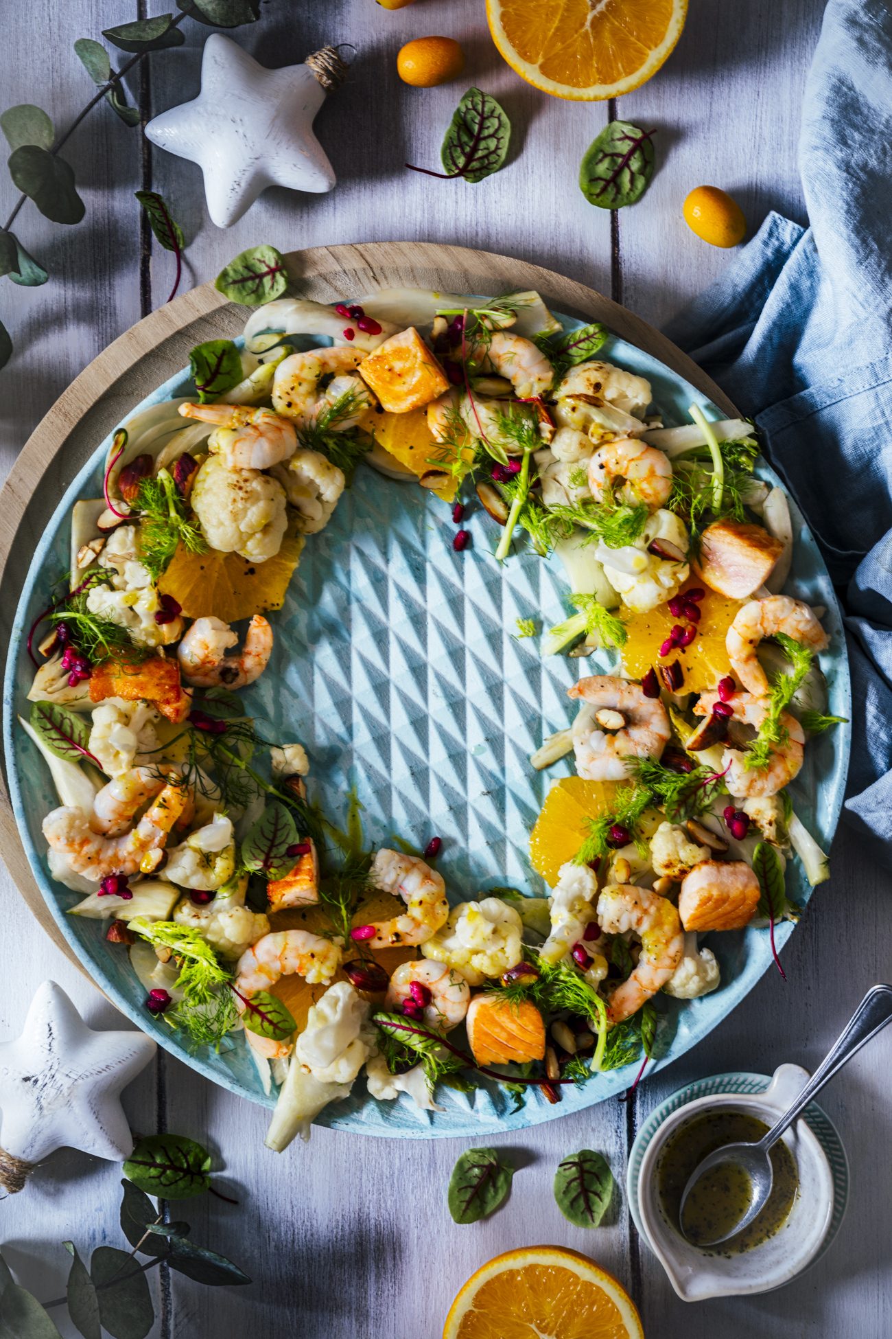 Weihnachts Vorspeise Garnelen Lachs Salat