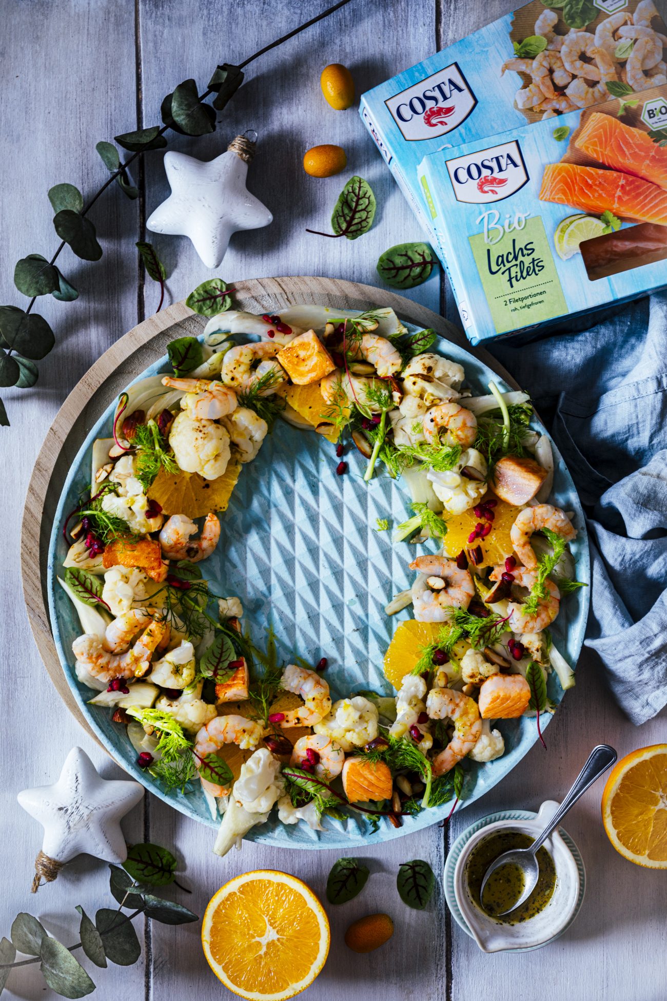 Weihnachts Vorspeise Garnelen Lachs Salat