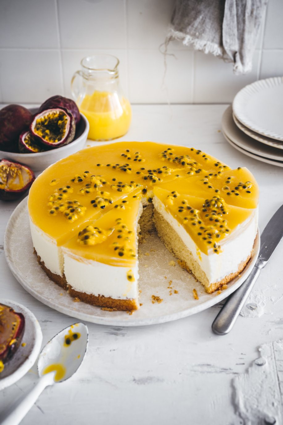 Leichte Pfirsich Maracuja Torte