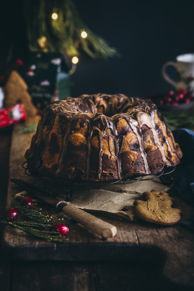 Lebkuchen Marmorkuchen mit Kirschen