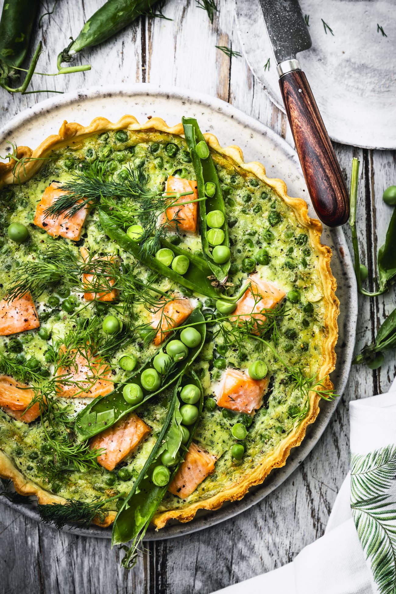 Lachs Quiche mit Erbsen